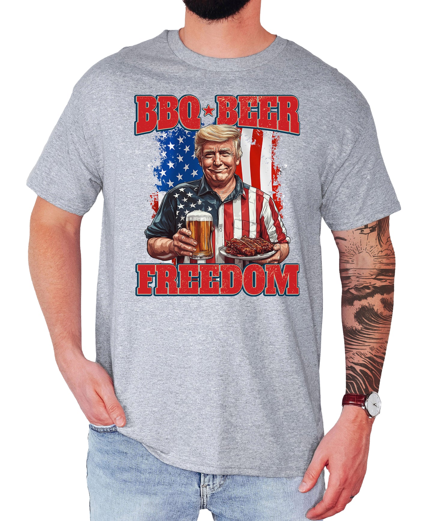 Patriotic Trump Independence Day Shirt, 4th of July BBQ Beer Freedom Unisex Classic Tee