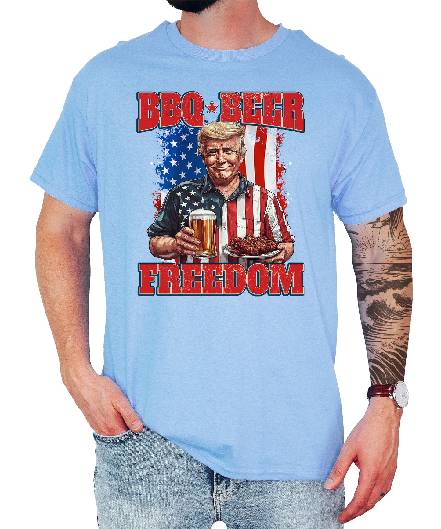 Patriotic Trump Independence Day Shirt, 4th of July BBQ Beer Freedom Unisex Classic Tee