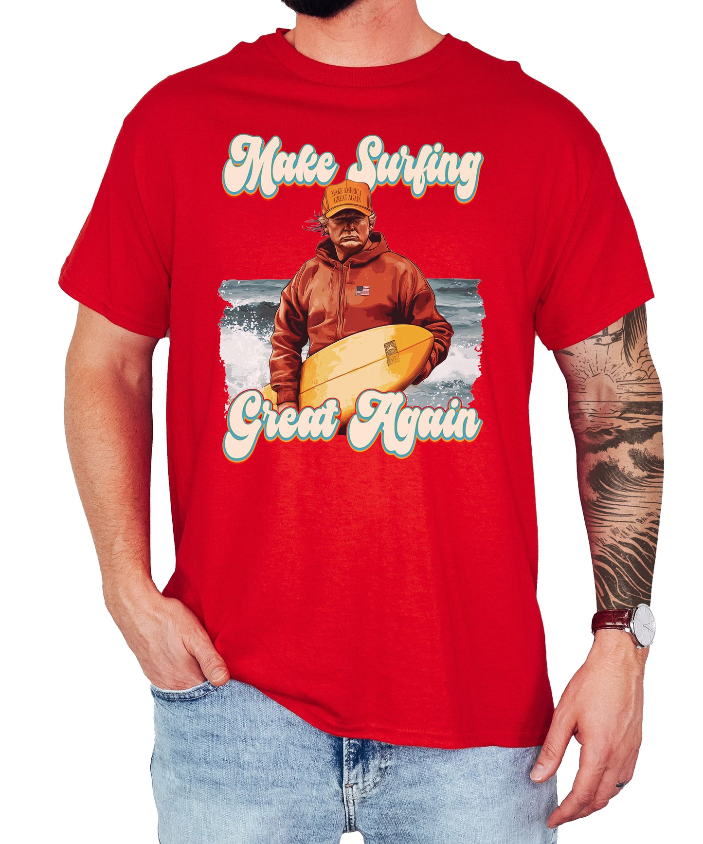 Make Surfing Great Again Shirt, Trump Surfing Design, Funny Trump Beach Shirt, Political Surf Graphic, Trump Surf Tee Unisex classic tee