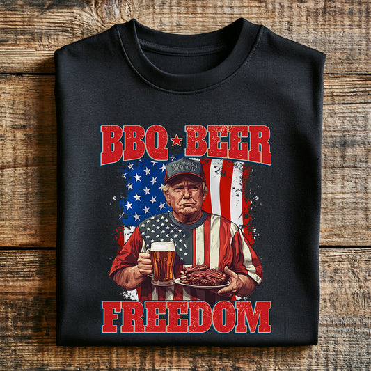 Funny Trump 4th of July Shirt, BBQ Beer Freedom Unisex Classic Tee