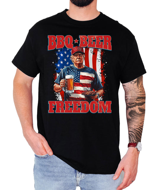 4th of July Patriotic Trump, Barbeque Beer Freedom Shirt, Pro-Trump BBQ Unisex Classic Tee