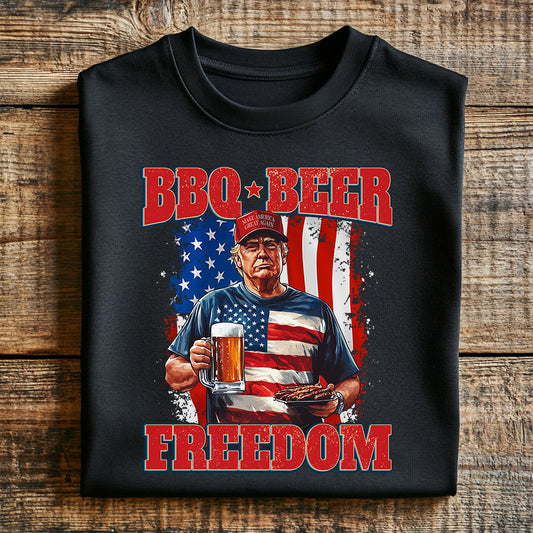 4th of July Patriotic Trump, Barbeque Beer Freedom Shirt, Pro-Trump BBQ Unisex Classic Tee