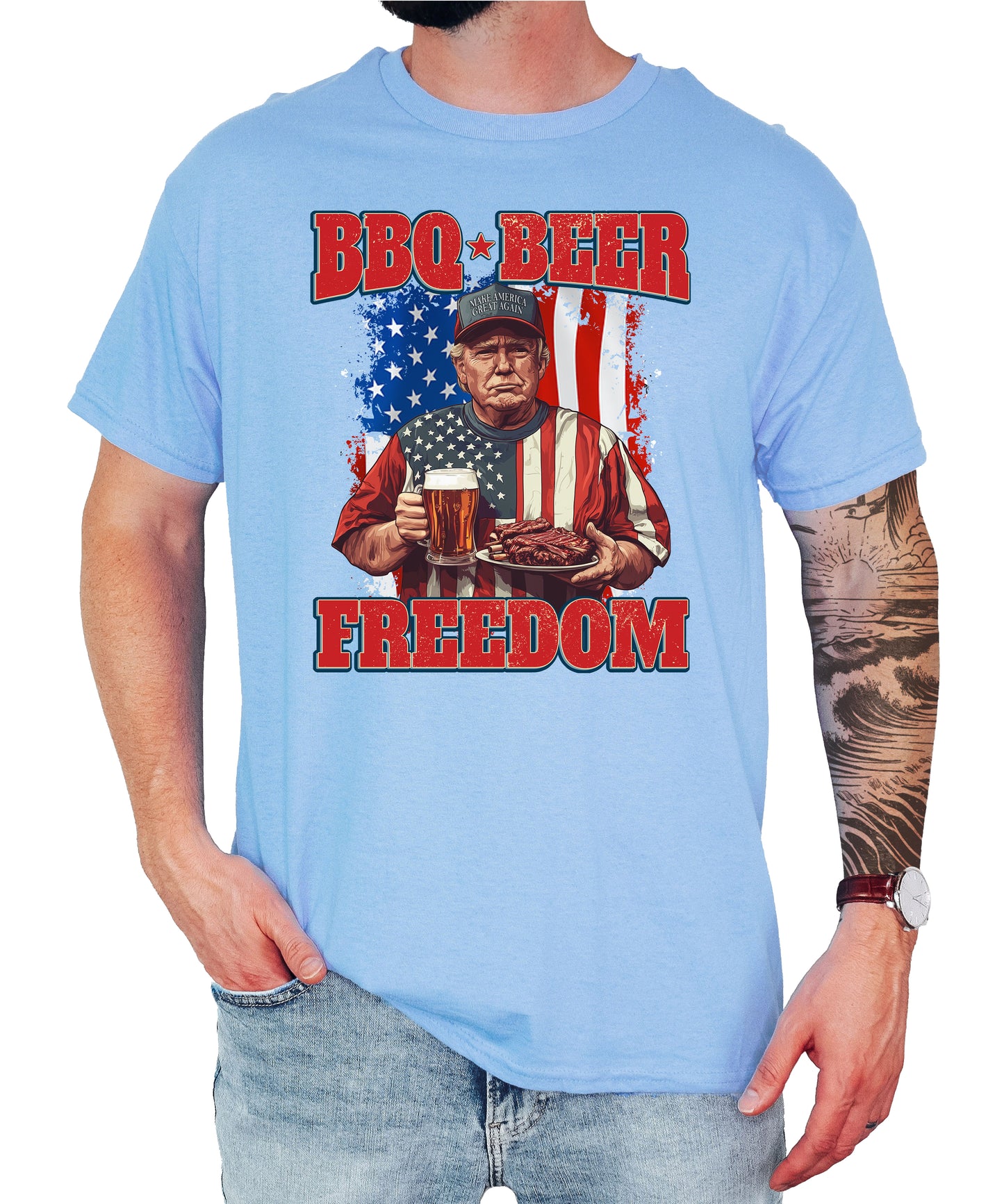 Funny Trump 4th of July Shirt, BBQ Beer Freedom Unisex Classic Tee